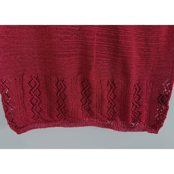 Carole Little Red Open Knit Sweater M Lace Hem Lightweight Semi Sheer NWT - Picture 4 of 11